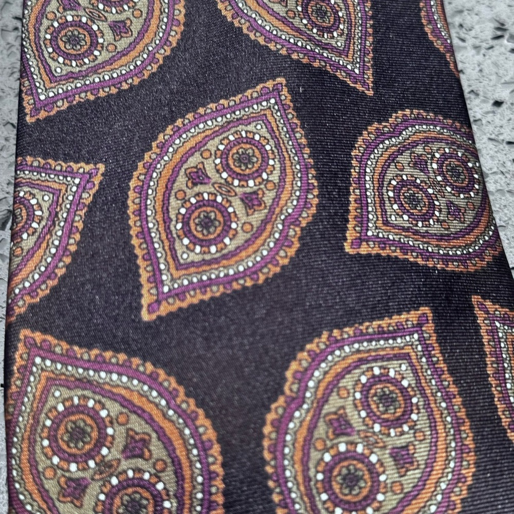 Ralph Lauren Black Tie with Brown and Gold Paisley Motif - Picture 2 of 4